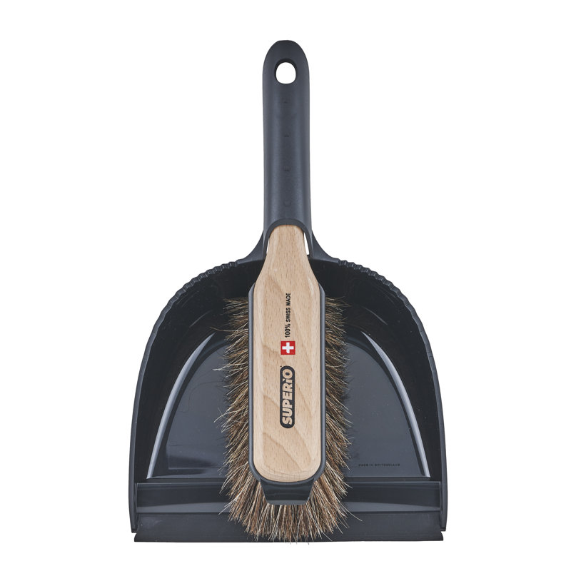 Ensemble de brosse à poussière et vadrouilles porte poussière en bois crin