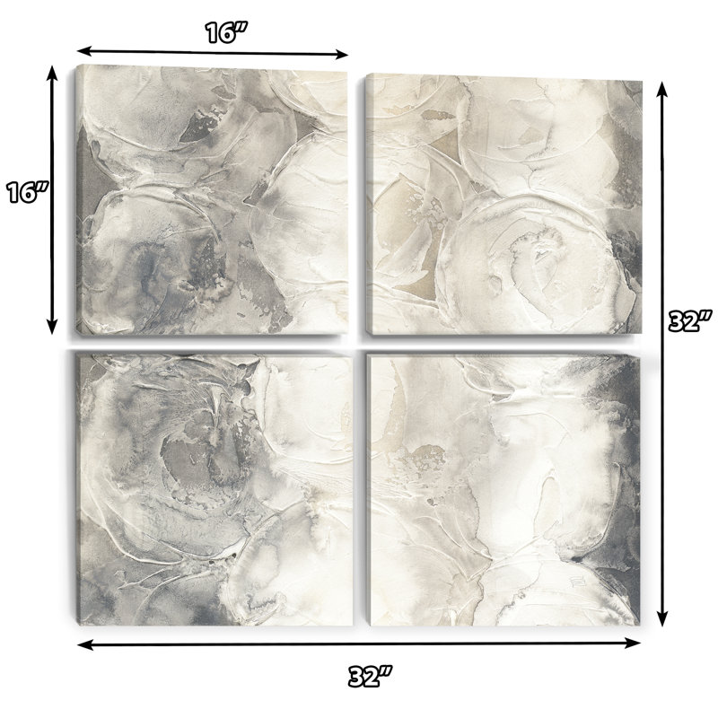 «Gray Circles I», ensemble de 4 reproductions d'art sur toile