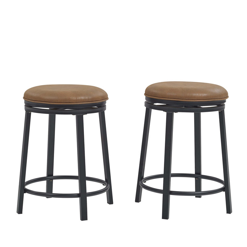 Ensemble de 2 tabourets pivotants avec structure en métal, Brown