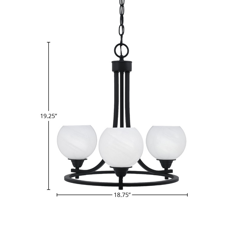 Lustre 3 lumières Waddon Paramount, H 19,25 po x l 18,75 po x P 18,75 po, Gris, Noir mat