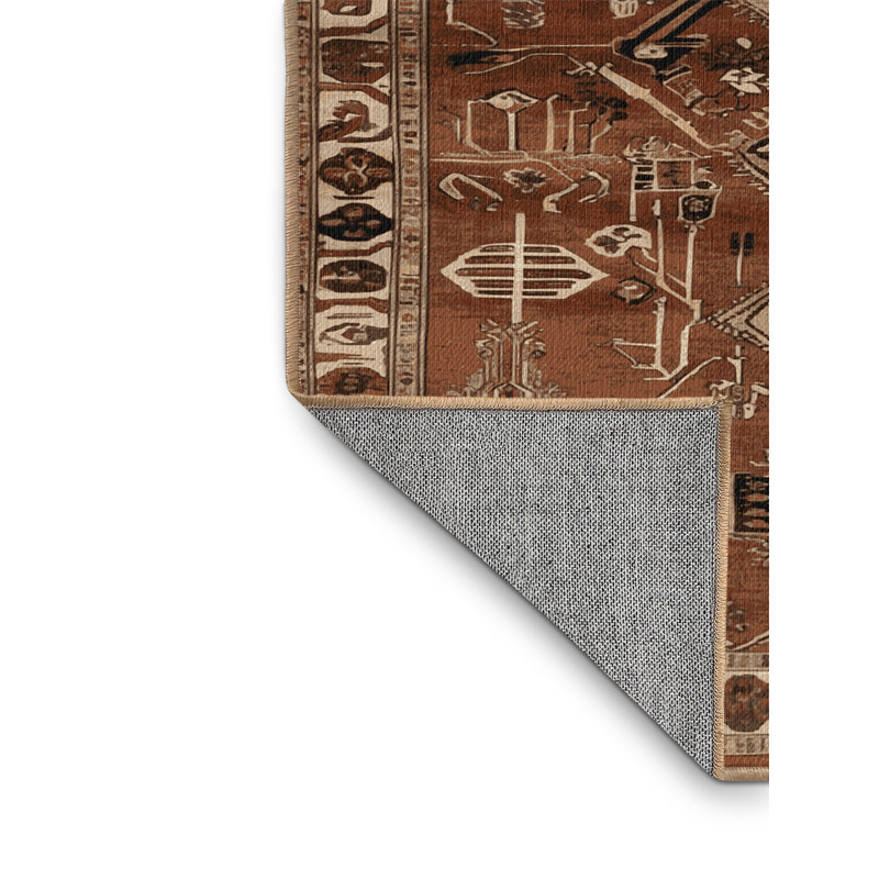 Tapis brun lavable à la machine, Carré 8 pi