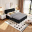 Grand lit avec rangement et tête de lit tapissier, lit plateforme en chenille-169547574-169547573