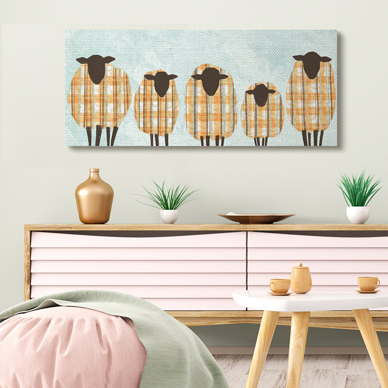 «Sheep Herd Plaid Swillers» par Ziwei Li - Impression sur toile, Toile tendue, H 20 po x l 48 po