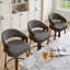 Tabouret de bar pivotant à 360 ° de style Mid-Century moderne en noyer avec dossier courbé rembourré (ensemble de 3)-1189933071-1189933074