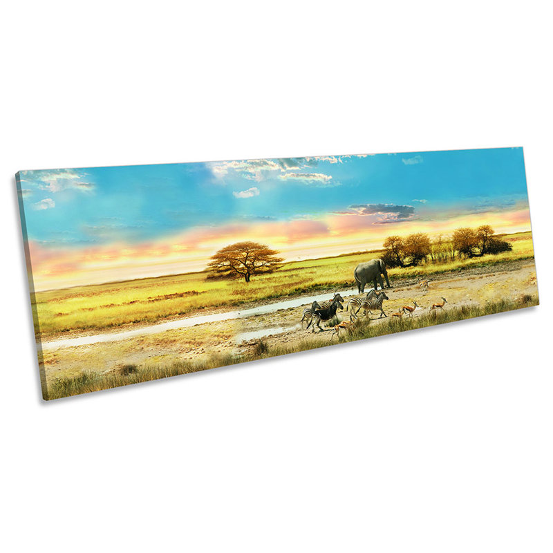 Africa Safari Wildlife - Wrapped Canvas Panoramic Art Prints, 30.48cm H x 91.44cm W
