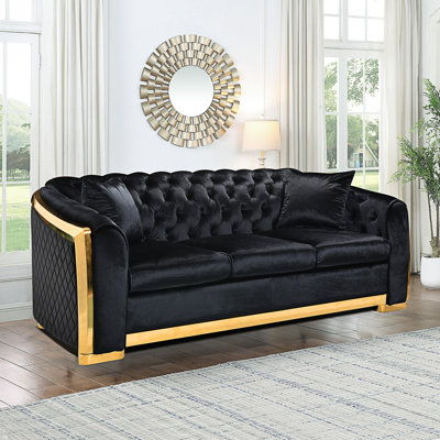 Ensemble de canapé Chesterfield de luxe, canapé 3 places capitonné, canapé confortable