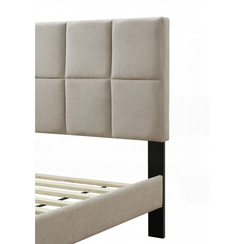 Lit simple dans une boîte avec chargement USB et tissu en polyester gris clair