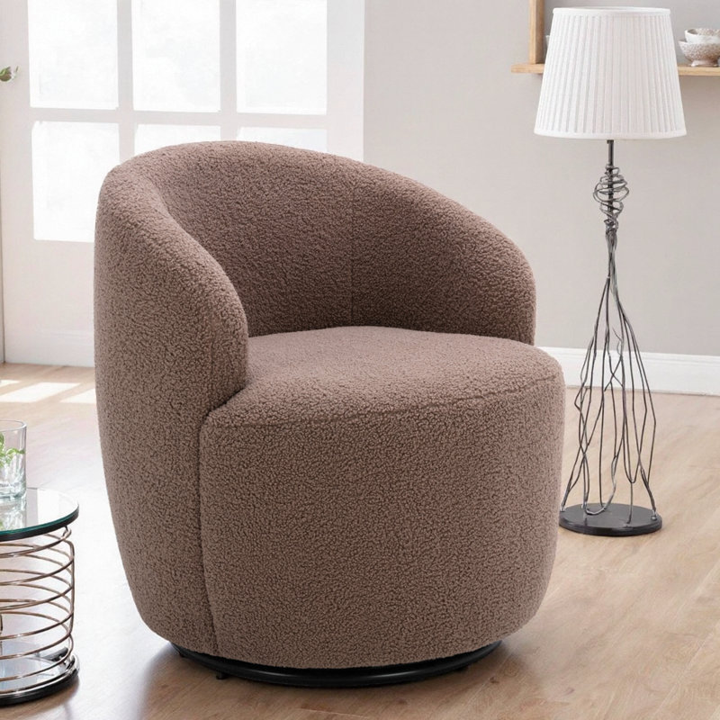 Fauteuil demi-tonneau avec fauteuil Teddy, Polyester café