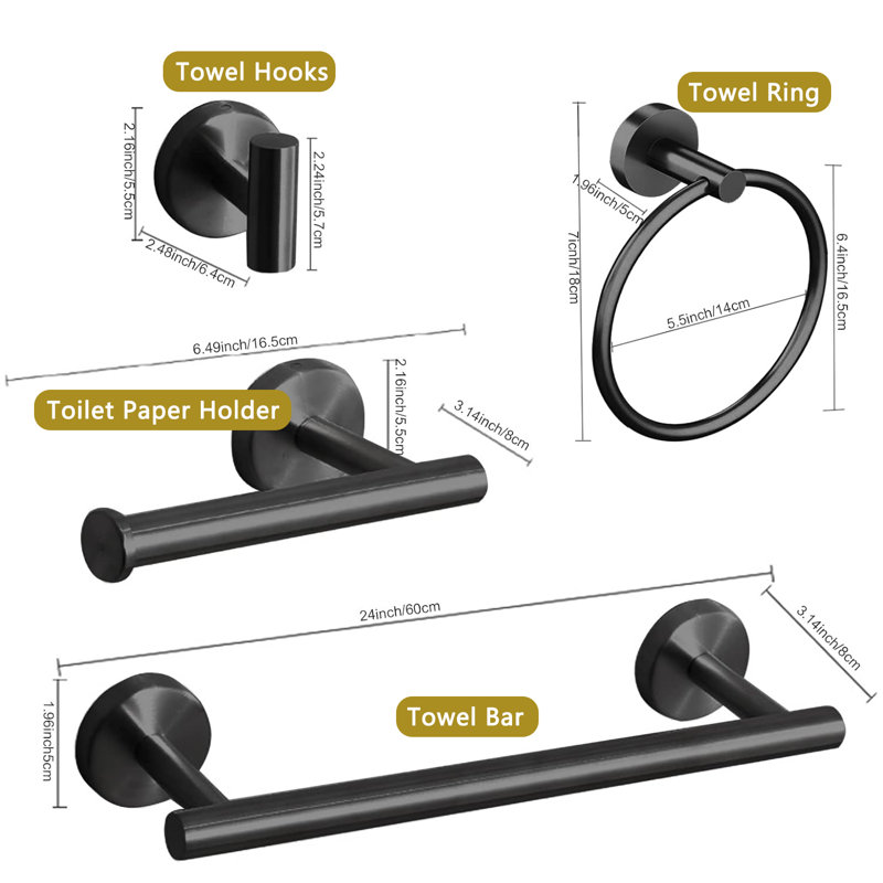 10 - Piece Bathroom Hardware Set, Matte Black