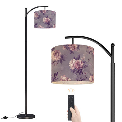 Arc Floor Lamp Floral seamless All effects new creation Textile Design For Fabric Floor Lamps with Remote LED Lights Adjustable Lamp Shades Tall Standing Lamps for Reading Office Living Room