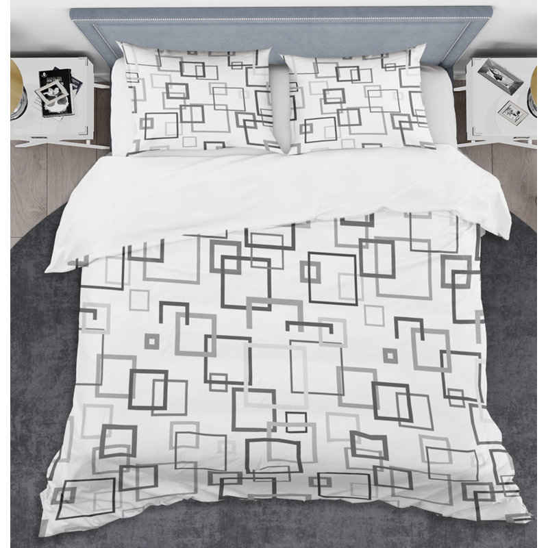 Ensemble de housse de couette abstract rétro ii mid-century, Housse de couette très grand + 2 taies décoratives