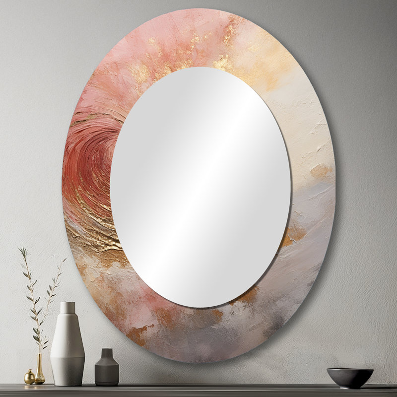 Miroir décoratif ovale sur métal doré, 43 po x 33 po