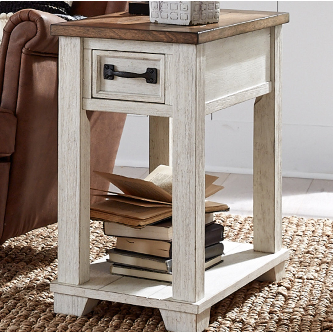 Solid Wood Top End Table with Storage Rosalind Wheeler