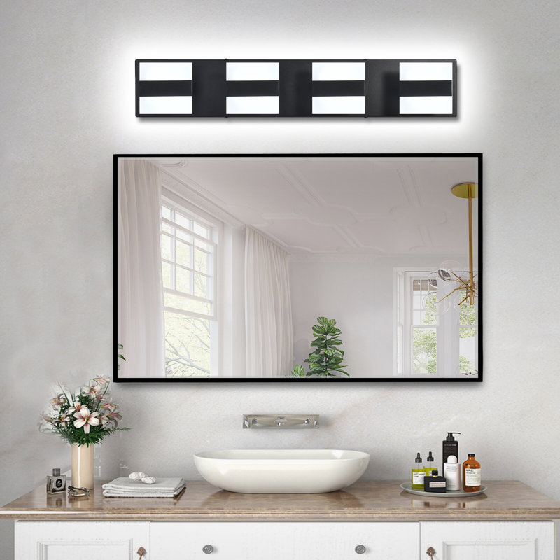 Éclairage pour salle de bain à 4 lumières à DEL à intensité variable noir mat Winslowe, Noir mat
