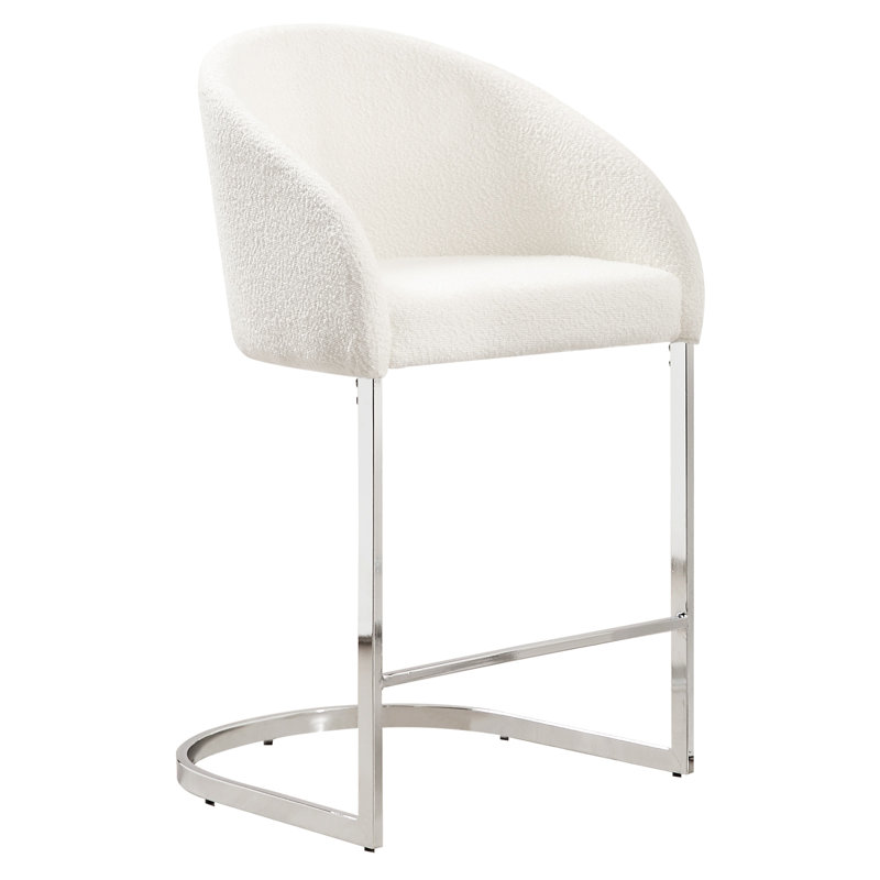 Tabouret de comptoir rembourré Chylee, Blanc, 1