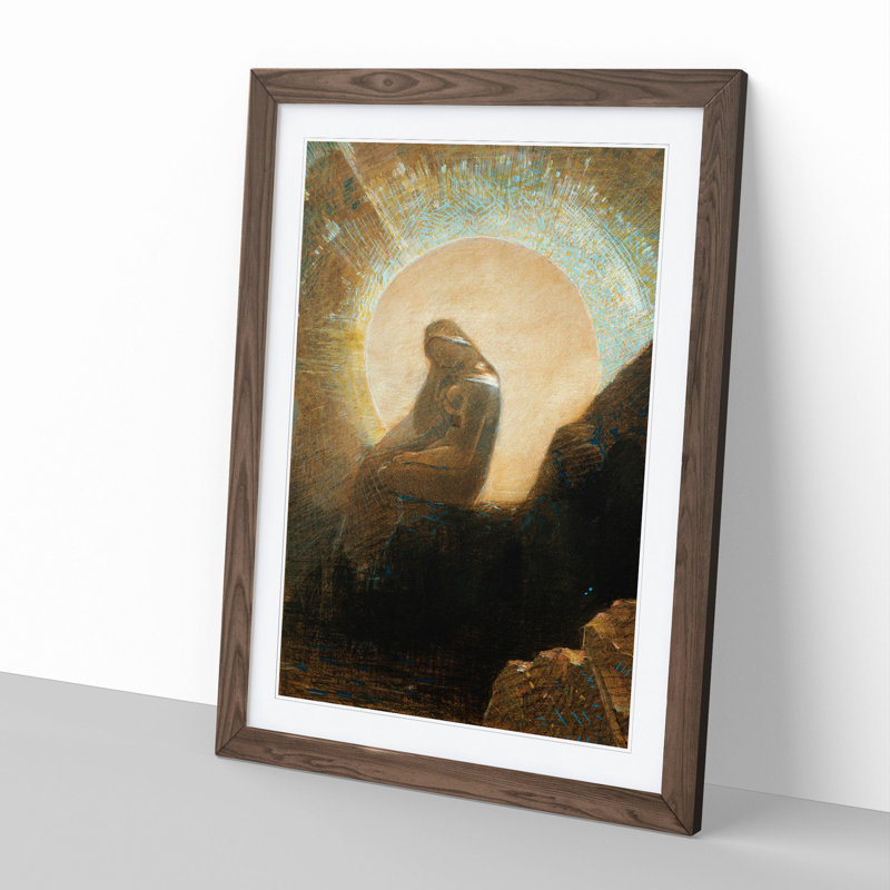 Melancholy by Odilon Redon - Picture Frame Painting, Walnut Framed, 65cm H x 48cm W x 2cm D