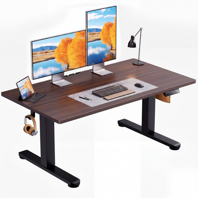 Bureau debout basse électrique à hauteur réglable avec 4 préréglages de mémoire, gestion des câbles, crochet de rangement, capacité de 176 lb