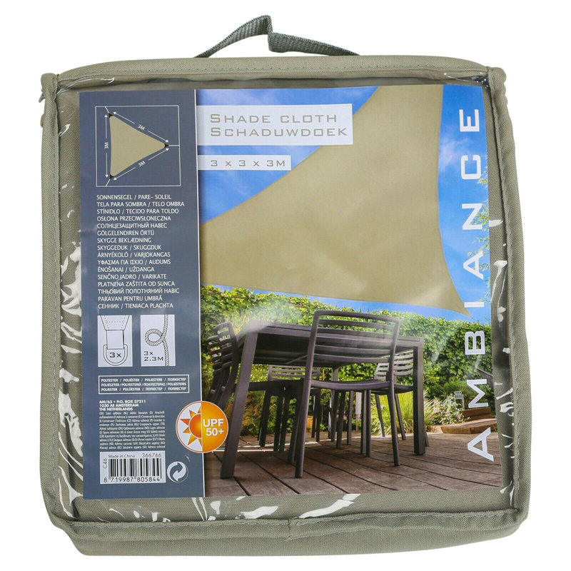 3m x 3m Triangular Shade Sail, Sage