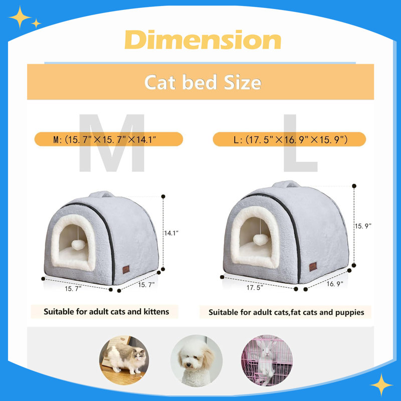 Lit pour chat pour chats d'intérieur, Grey