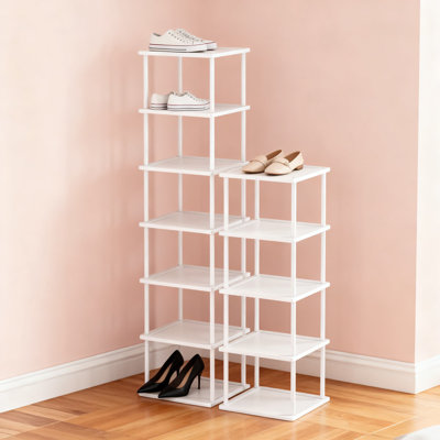 Bamboo Shoe Rack Organizer Multi-Tier Free Standing Tall Stackable Shoe Shelf For Closet Entryway Corner Space Saving Vertical Shoe Storage