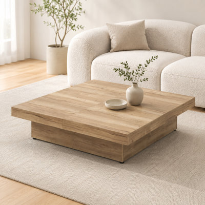 Square Coffee Table with Sliding Top and Hidden Storage