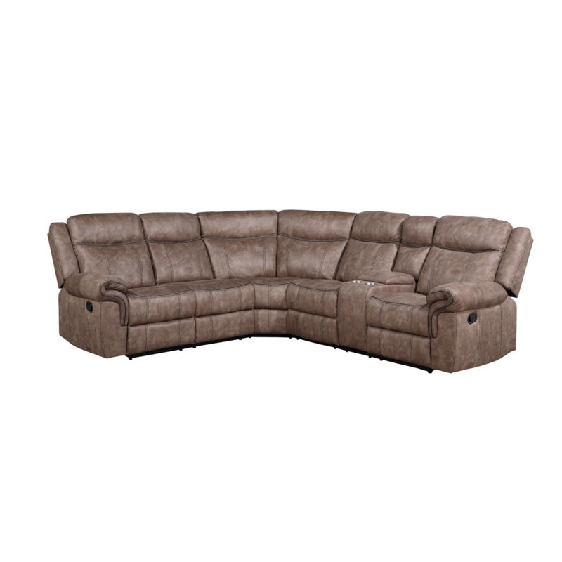 Sectional Sofa in Two Tone, Chocolate Velvet