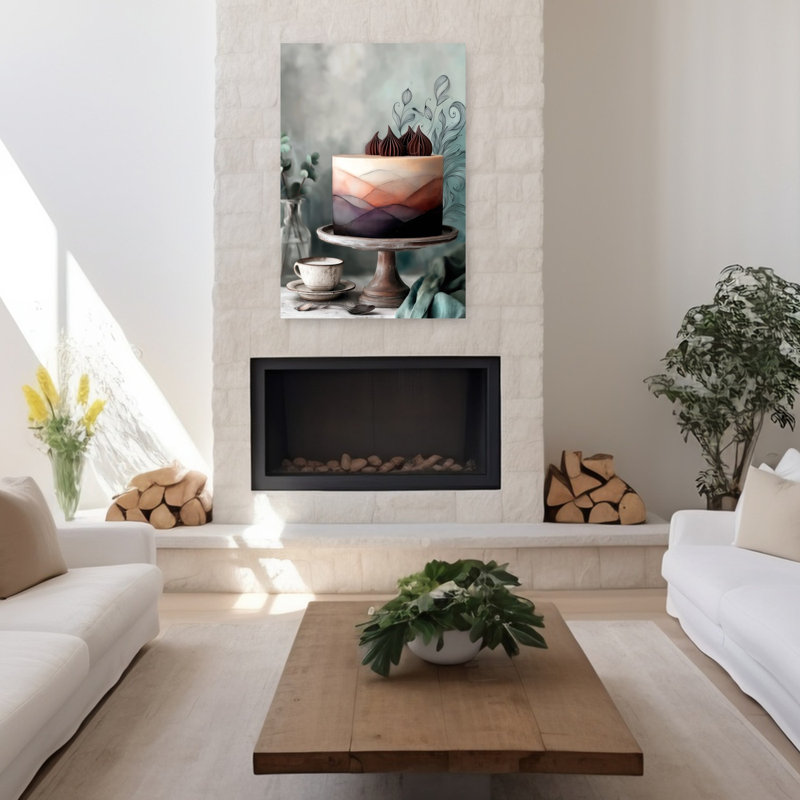 Aquarelle, gâteau de montagne, paysage délicat, paysage rêveur, art mural, H 48 po x l 32 po