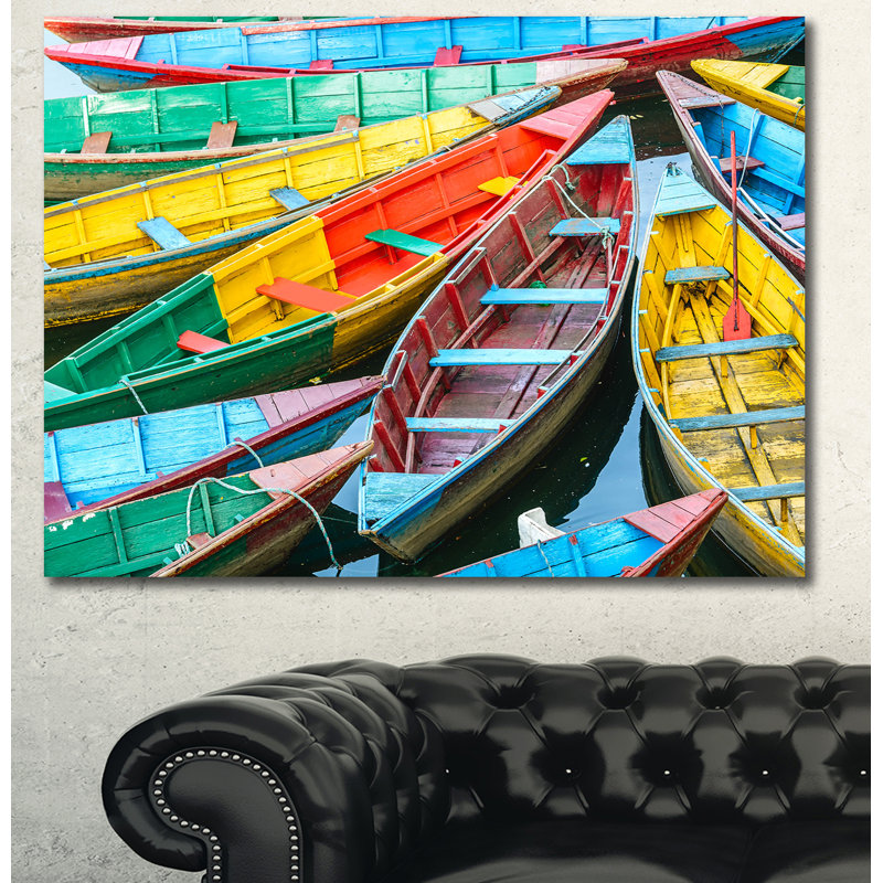 «Rowing Boat on the Lake in Pokhara», photographie, H 30 po x l 40 po x P 1,5 po, Toile tendue