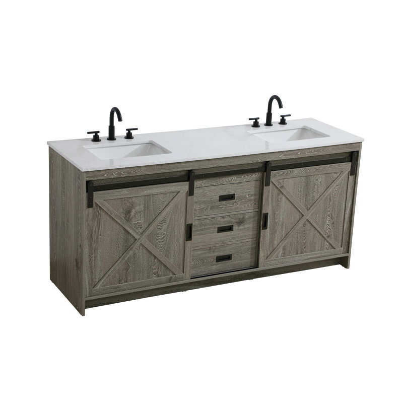 Boden 72 inch Double Bathroom Vanity, Rustic Gray