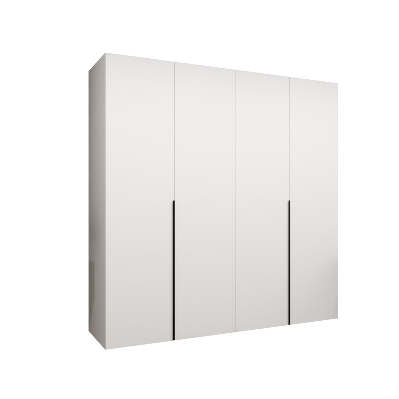 Manufactured Wood Wardrobe, white matt + handles: black