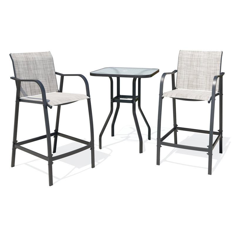 2 - Person 28.74" Bar Height Metal Patio Outdoor  Dining Set, Gray