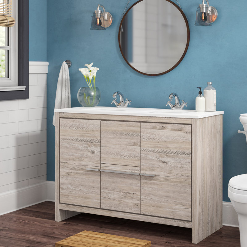 Tulughan 47.25'' Double Bathroom Vanity with Quartz/Ceramic Undercount Sink Top