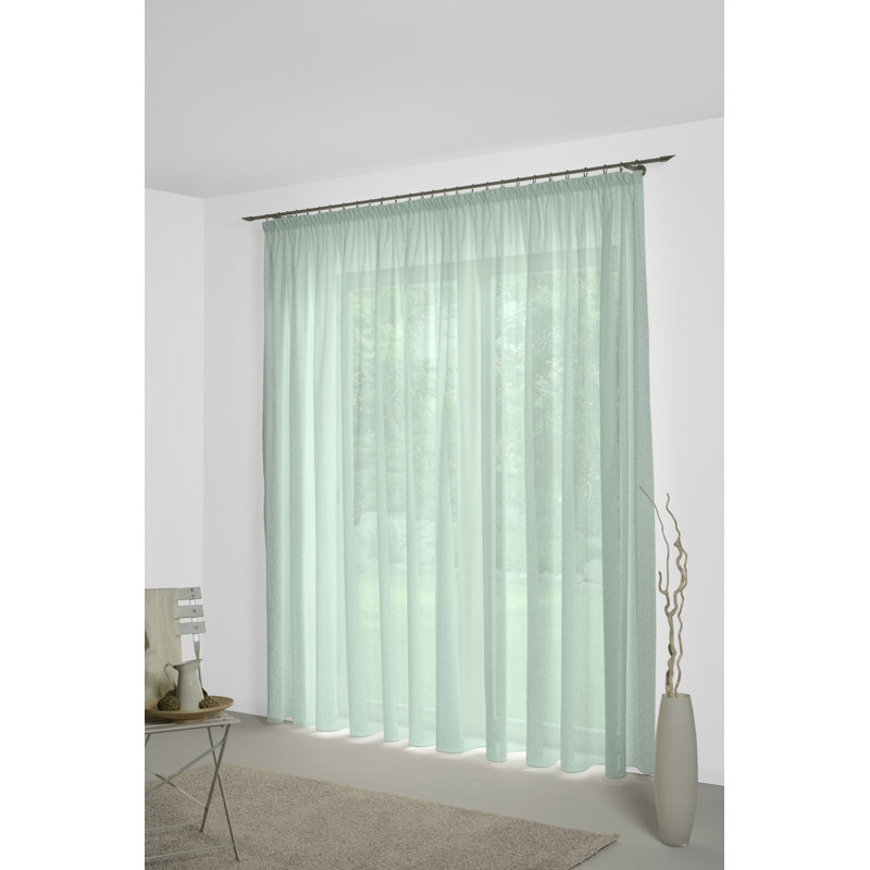 Sunday, multi -band scarf, semi -transparent, Mint, 142cm Width x 295cm Drop