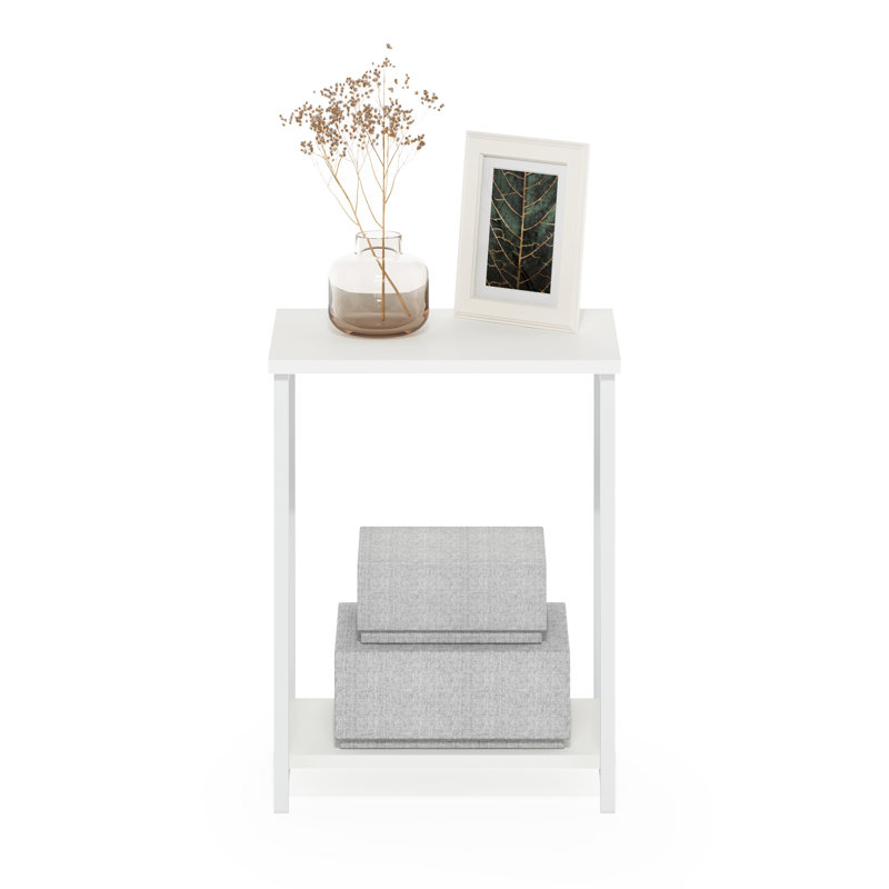 Table d'appoint en hauteur avec tablettes, Plateau en bois de pin ambré / base noire, Plateau blanc / base blanche