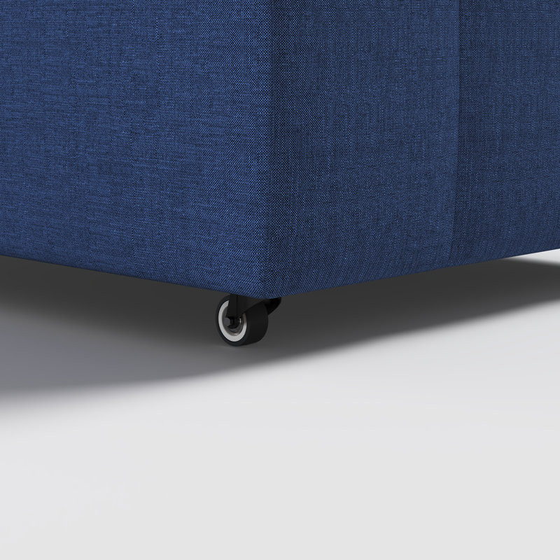 Chaise de salle à manger rembourrée avec roulettes Bousquet, Bleu