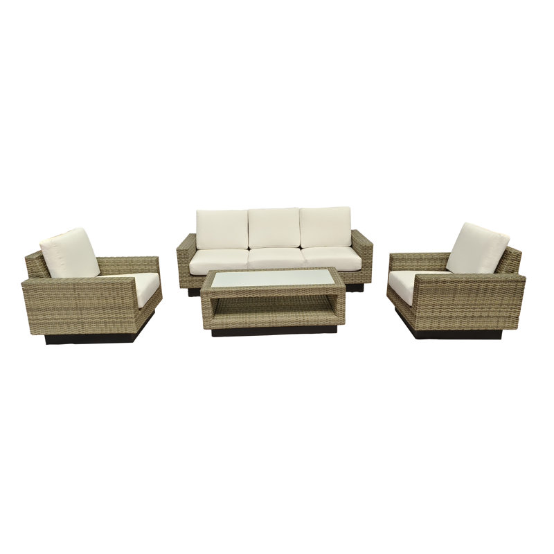 Ravinia 4-Piece Wicker Outdoor Seating Group with Sunbrella Cushions