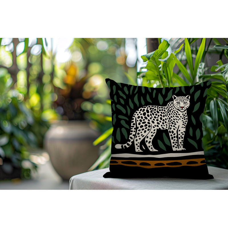 Oreiller carré réversible intérieur / extérieur Hota Leopard, Orange, Carré 20 po