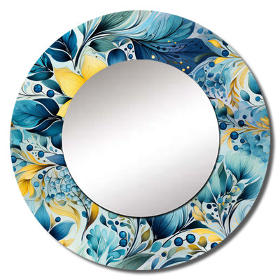 Rhae Watercolor Dreams Paisley Pattern - Paisley  Decorative Wall Mirror, Yellow Large Mirror, Printed Metal Art