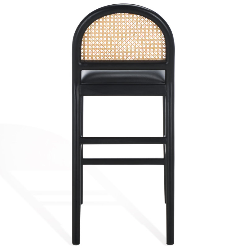 Laylie Rattan And Leather Counter Stool, Black