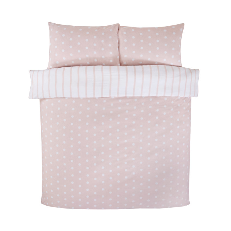 Miliah Microfiber / Polyester Polka Dots Duvet Cover with Pillowcases, Double - 2 Standard Pillowcases, Blush