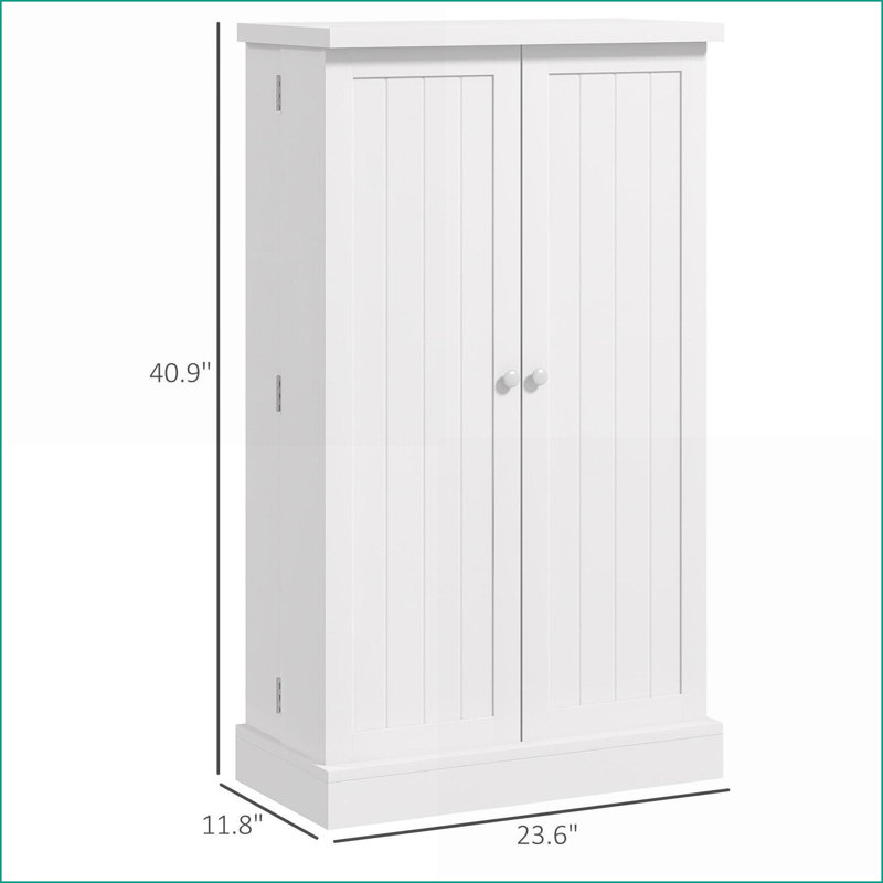 Kitchen Pantry Cabinet, HOMCOM 40.9"H White Freestanding Storage with Adjustable Shelves | Double Doors | MDF, White