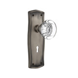 Prairie Plate with Decorative Keyhole and Round Clear Crystal Door Knob