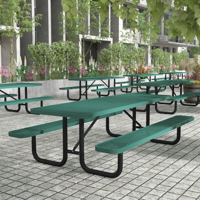 Hadleigh Commercial Grade Expanded Mesh Metal Outdoor Picnic Table