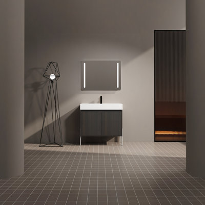 36" Freestanding Bathroom Vanity With Resin Sink, Storage Cabinet With Soft Closed Doors (KD-Package)