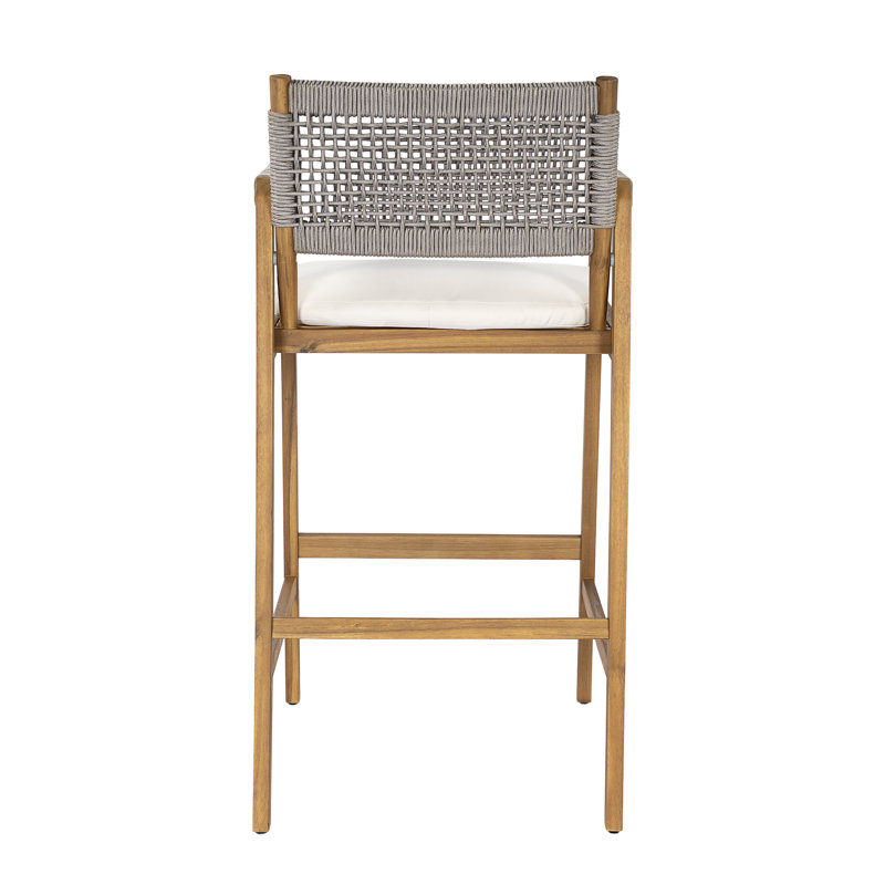Tabourets de bar d'extérieur en bois d'acacia Brendalyn Modern Coastal, 4, Teck / Gris