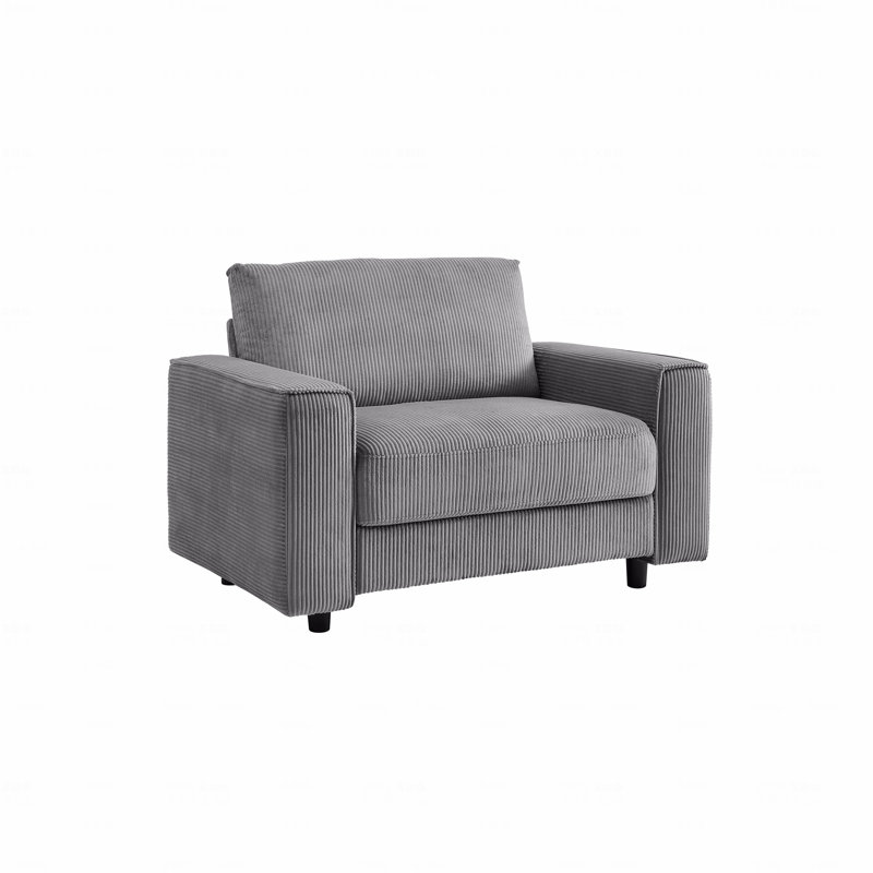 Chaise rembourrée en velours côtelé Modern, Polyester gris