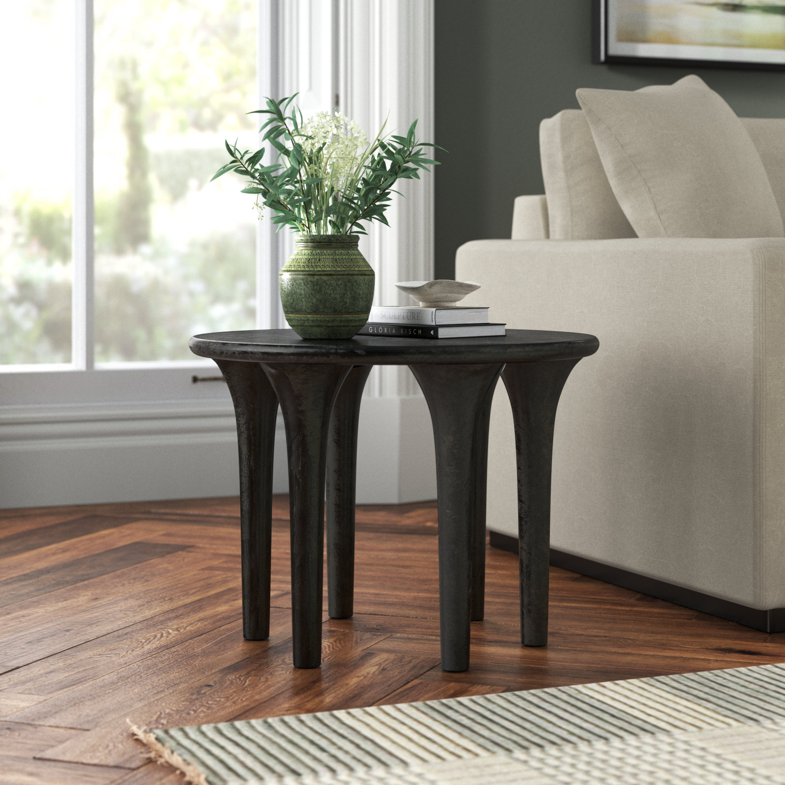 Zed End Table, Raw Black