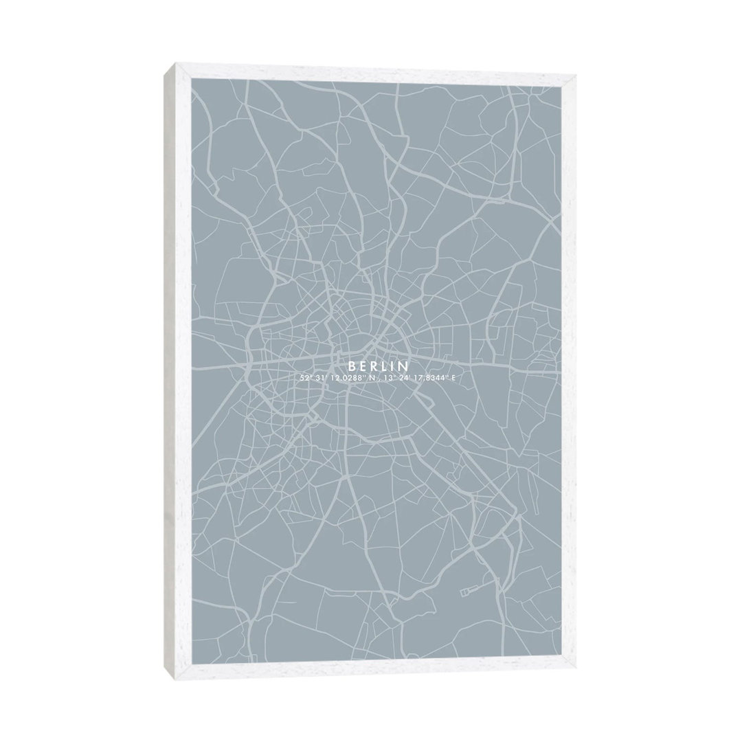 Berlin City Map Simplecolor by WallDecorAddict - Gallery-Wrapped Canvas Giclée on Canvas