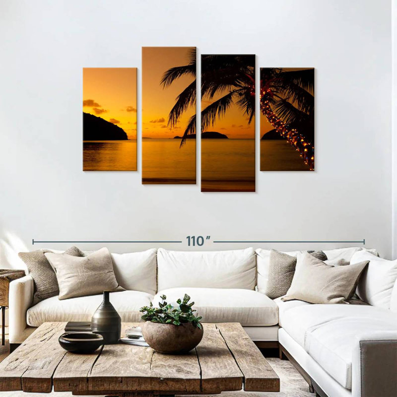 Gillard Caraïbes Gillard au coucher du soleil, H 48 po x l 75 po