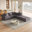 Ensemble de canapé modulaire rembourré en chenille Modern, canapé modulaire en forme de L avec 6 coussins pour un agencement flexible-1218172504